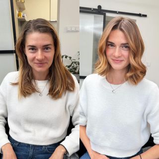 Naše nejmladší kadeřnice Ellen opět útočí a dává branku ⚽️😅. Myslím, že si jí podařilo nádherně slečnu rozsvítit. Barva je...